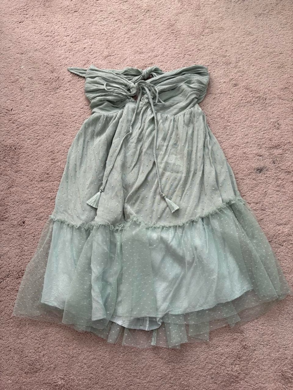 Promesa Sage Green Ruffled Halter Dress